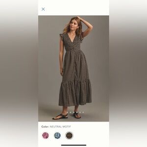 Brand new anthropologie peregrine midi dress in sold out pattern Neutral Motif